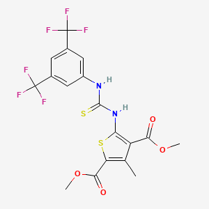 molecular formula C18H14F6N2O4S2 B4568247 dimethyl 5-[({[3,5-bis(trifluoromethyl)phenyl]amino}carbonothioyl)amino]-3-methyl-2,4-thiophenedicarboxylate 