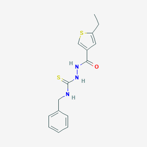 molecular formula C15H17N3OS2 B456825 N-benzyl-2-[(5-ethyl-3-thienyl)carbonyl]hydrazinecarbothioamide 
