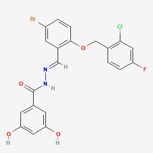 N'-{5-bromo-2-[(2-chloro-4-fluorobenzyl)oxy]benzylidene}-3,5-dihydroxybenzohydrazide