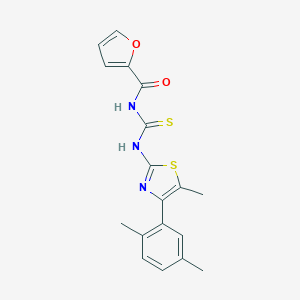 molecular formula C18H17N3O2S2 B456828 N-{[4-(2,5-dimethylphenyl)-5-methyl-1,3-thiazol-2-yl]carbamothioyl}furan-2-carboxamide 