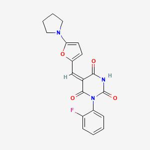 1-(2-fluorophenyl)-5-{[5-(1-pyrrolidinyl)-2-furyl]methylene}-2,4,6(1H,3H,5H)-pyrimidinetrione