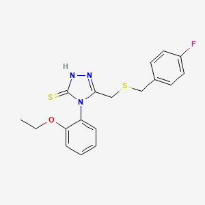 molecular formula C18H18FN3OS2 B4568319 4-(2-ethoxyphenyl)-5-{[(4-fluorobenzyl)thio]methyl}-4H-1,2,4-triazole-3-thiol 