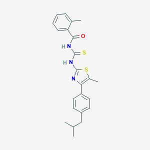 molecular formula C23H25N3OS2 B456832 N-[4-(4-isobutylphenyl)-5-methyl-1,3-thiazol-2-yl]-N'-(2-methylbenzoyl)thiourea 