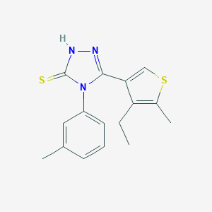 molecular formula C16H17N3S2 B456834 5-(4-ethyl-5-methylthiophen-3-yl)-4-(3-methylphenyl)-4H-1,2,4-triazole-3-thiol 