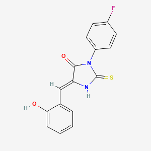 molecular formula C16H11FN2O2S B4568340 (5Z)-3-(4-fluorophenyl)-5-(2-hydroxybenzylidene)-2-sulfanyl-3,5-dihydro-4H-imidazol-4-one 