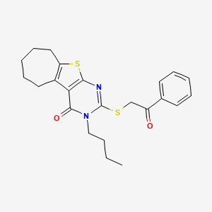 3-butyl-2-[(2-oxo-2-phenylethyl)thio]-3,5,6,7,8,9-hexahydro-4H-cyclohepta[4,5]thieno[2,3-d]pyrimidin-4-one