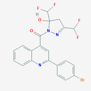 molecular formula C21H14BrF4N3O2 B456838 [3,5-bis(difluoromethyl)-5-hydroxy-4,5-dihydro-1H-pyrazol-1-yl][2-(4-bromophenyl)quinolin-4-yl]methanone 