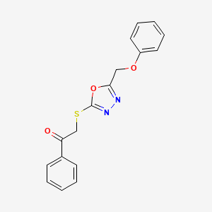 molecular formula C17H14N2O3S B4568417 2-{[5-(phenoxymethyl)-1,3,4-oxadiazol-2-yl]thio}-1-phenylethanone 