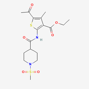 molecular formula C17H24N2O6S2 B4568419 ETHYL 5-ACETYL-4-METHYL-2-({[1-(METHYLSULFONYL)-4-PIPERIDYL]CARBONYL}AMINO)-3-THIOPHENECARBOXYLATE 