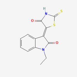 molecular formula C13H10N2O2S2 B4568433 1-ETHYL-3-[(5Z)-4-OXO-2-SULFANYLIDENE-1,3-THIAZOLIDIN-5-YLIDENE]-2,3-DIHYDRO-1H-INDOL-2-ONE 