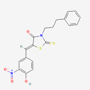 molecular formula C19H16N2O4S2 B4568434 (5Z)-5-(4-hydroxy-3-nitrobenzylidene)-3-(3-phenylpropyl)-2-thioxo-1,3-thiazolidin-4-one 