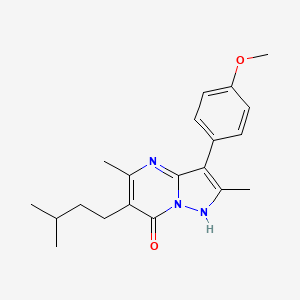 molecular formula C20H25N3O2 B4568455 3-(4-methoxyphenyl)-2,5-dimethyl-6-(3-methylbutyl)pyrazolo[1,5-a]pyrimidin-7(4H)-one 