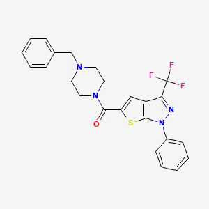 (4-BENZYLPIPERAZINO)[1-PHENYL-3-(TRIFLUOROMETHYL)-1H-THIENO[2,3-C]PYRAZOL-5-YL]METHANONE