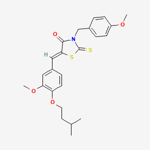 molecular formula C24H27NO4S2 B4568478 3-(4-methoxybenzyl)-5-[3-methoxy-4-(3-methylbutoxy)benzylidene]-2-thioxo-1,3-thiazolidin-4-one 