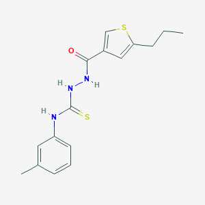 molecular formula C16H19N3OS2 B456848 1-(3-Methylphenyl)-3-[[oxo-(5-propyl-3-thiophenyl)methyl]amino]thiourea 