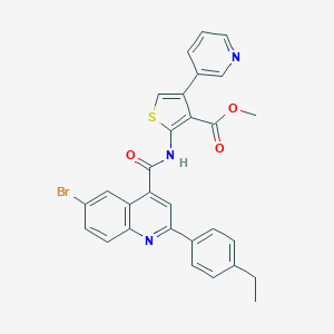 molecular formula C29H22BrN3O3S B456851 Methyl 2-({[6-bromo-2-(4-ethylphenyl)-4-quinolinyl]carbonyl}amino)-4-(3-pyridinyl)-3-thiophenecarboxylate 