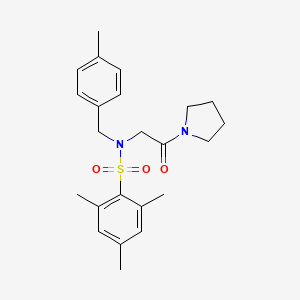 molecular formula C23H30N2O3S B4568534 2,4,6-trimethyl-N-(4-methylbenzyl)-N-[2-oxo-2-(1-pyrrolidinyl)ethyl]benzenesulfonamide 