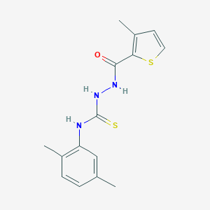 molecular formula C15H17N3OS2 B456856 N-(2,5-dimethylphenyl)-2-[(3-methyl-2-thienyl)carbonyl]hydrazinecarbothioamide 