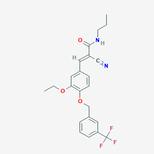 molecular formula C23H23F3N2O3 B4568572 2-cyano-3-(3-ethoxy-4-{[3-(trifluoromethyl)benzyl]oxy}phenyl)-N-propylacrylamide 