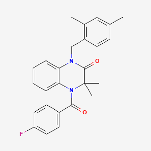 1-[(2,4-DIMETHYLPHENYL)METHYL]-4-(4-FLUOROBENZOYL)-3,3-DIMETHYL-1,2,3,4-TETRAHYDROQUINOXALIN-2-ONE