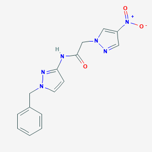 molecular formula C15H14N6O3 B456859 N-(1-benzyl-1H-pyrazol-3-yl)-2-{4-nitro-1H-pyrazol-1-yl}acetamide 