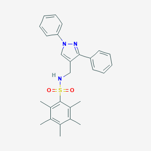 N-[(1,3-diphenyl-1H-pyrazol-4-yl)methyl]-2,3,4,5,6-pentamethylbenzenesulfonamide