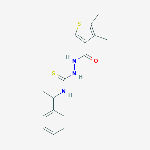 molecular formula C16H19N3OS2 B456864 2-[(4,5-dimethyl-3-thienyl)carbonyl]-N-(1-phenylethyl)hydrazinecarbothioamide 