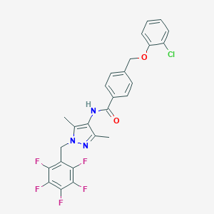 molecular formula C26H19ClF5N3O2 B456866 4-[(2-chlorophenoxy)methyl]-N-[3,5-dimethyl-1-(2,3,4,5,6-pentafluorobenzyl)-1H-pyrazol-4-yl]benzamide 
