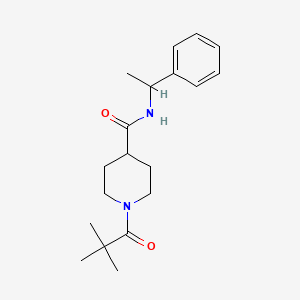 1-(2,2-dimethylpropanoyl)-N-(1-phenylethyl)piperidine-4-carboxamide