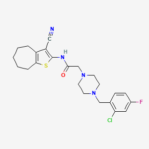 2-[4-(2-chloro-4-fluorobenzyl)-1-piperazinyl]-N-(3-cyano-5,6,7,8-tetrahydro-4H-cyclohepta[b]thien-2-yl)acetamide