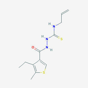molecular formula C12H17N3OS2 B456870 N-allyl-2-[(4-ethyl-5-methyl-3-thienyl)carbonyl]hydrazinecarbothioamide 