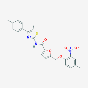 molecular formula C24H21N3O5S B456873 N-[5-methyl-4-(4-methylphenyl)-1,3-thiazol-2-yl]-5-[(4-methyl-2-nitrophenoxy)methyl]furan-2-carboxamide 