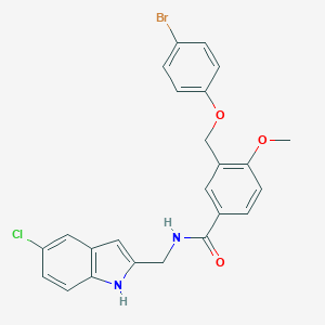 molecular formula C24H20BrClN2O3 B456874 3-[(4-bromophenoxy)methyl]-N-[(5-chloro-1H-indol-2-yl)methyl]-4-methoxybenzamide 