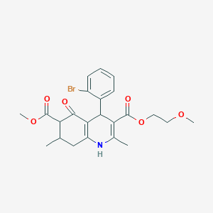 molecular formula C23H26BrNO6 B4568752 3-(2-Methoxyethyl) 6-methyl 4-(2-bromophenyl)-2,7-dimethyl-5-oxo-1,4,5,6,7,8-hexahydroquinoline-3,6-dicarboxylate 