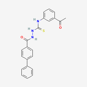 molecular formula C22H19N3O2S B4568755 N-(3-acetylphenyl)-2-(4-biphenylylcarbonyl)hydrazinecarbothioamide 