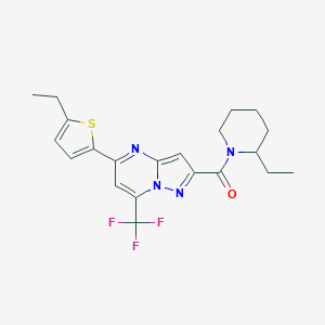 molecular formula C21H23F3N4OS B456877 (2-Ethylpiperidino)[5-(5-ethyl-2-thienyl)-7-(trifluoromethyl)pyrazolo[1,5-a]pyrimidin-2-yl]methanone 