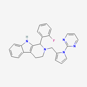 molecular formula C26H22FN5 B4568786 1-(2-fluorophenyl)-2-{[1-(2-pyrimidinyl)-1H-pyrrol-2-yl]methyl}-2,3,4,9-tetrahydro-1H-beta-carboline 