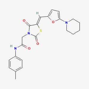 molecular formula C22H23N3O4S B4568798 2-(2,4-二氧代-5-{[5-(1-哌啶基)-2-呋喃基]亚甲基}-1,3-噻唑烷-3-基)-N-(4-甲苯基)乙酰胺 