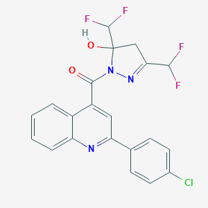 molecular formula C21H14ClF4N3O2 B456880 [3,5-bis(difluoromethyl)-5-hydroxy-4,5-dihydro-1H-pyrazol-1-yl][2-(4-chlorophenyl)quinolin-4-yl]methanone 
