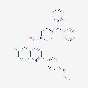 molecular formula C36H35N3O2 B456886 [4-(Diphenylmethyl)piperazin-1-yl][2-(4-ethoxyphenyl)-6-methylquinolin-4-yl]methanone 
