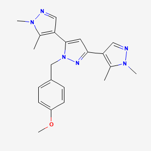 molecular formula C21H24N6O B4568868 3,5-bis(1,5-dimethylpyrazol-4-yl)-1-[(4-methoxyphenyl)methyl]pyrazole 