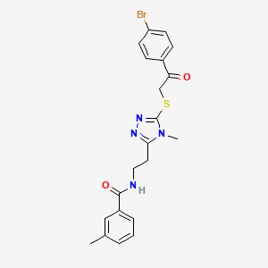 N-[2-[5-[2-(4-bromophenyl)-2-oxoethyl]sulfanyl-4-methyl-1,2,4-triazol-3-yl]ethyl]-3-methylbenzamide