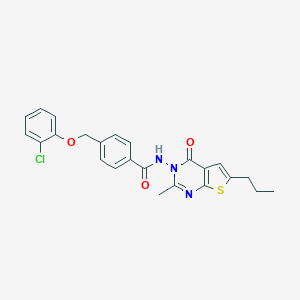 molecular formula C24H22ClN3O3S B456888 4-[(2-chlorophenoxy)methyl]-N-(2-methyl-4-oxo-6-propylthieno[2,3-d]pyrimidin-3(4H)-yl)benzamide 