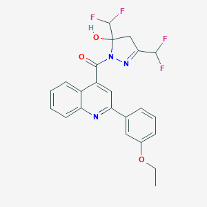 molecular formula C23H19F4N3O3 B456889 [3,5-bis(difluoromethyl)-5-hydroxy-4,5-dihydro-1H-pyrazol-1-yl][2-(3-ethoxyphenyl)quinolin-4-yl]methanone 