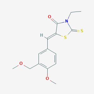 molecular formula C15H17NO3S2 B456897 3-Ethyl-5-[4-methoxy-3-(methoxymethyl)benzylidene]-2-thioxo-1,3-thiazolidin-4-one 