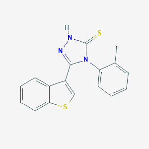 molecular formula C17H13N3S2 B456898 3-(1-benzothiophen-3-yl)-4-(2-methylphenyl)-1H-1,2,4-triazole-5-thione 
