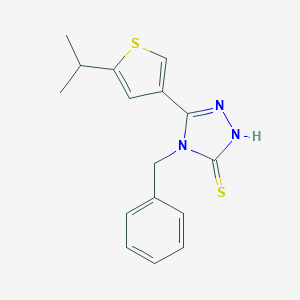 molecular formula C16H17N3S2 B456900 4-benzyl-5-(5-isopropyl-3-thienyl)-4H-1,2,4-triazol-3-yl hydrosulfide 