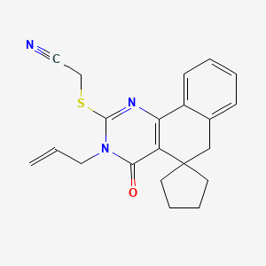 molecular formula C21H21N3OS B4569023 2-(4-oxo-3-prop-2-enylspiro[6H-benzo[h]quinazoline-5,1'-cyclopentane]-2-yl)sulfanylacetonitrile 