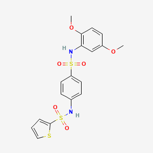 molecular formula C18H18N2O6S3 B4569031 N-(4-{[(2,5-dimethoxyphenyl)amino]sulfonyl}phenyl)-2-thiophenesulfonamide 