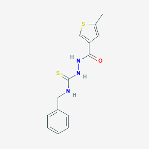 molecular formula C14H15N3OS2 B456906 N-benzyl-2-[(5-methyl-3-thienyl)carbonyl]hydrazinecarbothioamide 
